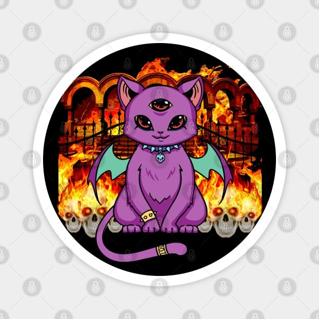 Pastel Anime Kawaii Demon Cat in Hell Goth Magnet by Beautiful Butterflies by Anastasia